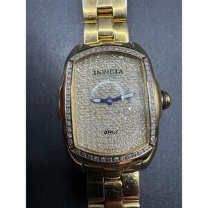 Invicta Lupah Swiss Diamond Stainless Steel Gold Tone Ladies Watch 2823 28.7mm